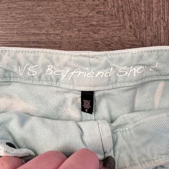 Victoria's Secret Boyfriend Short Corduroy Lace Up Blue Acid Wash Size 8 - Picture 8 of 13
